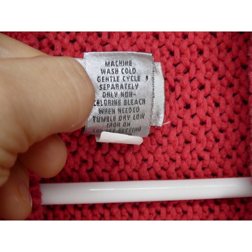 Chico's Open Knit Cardigan Sweater Pink Size 2 (L/12) 3/4 Bell Sleeve Chunky - Picture 8 of 10